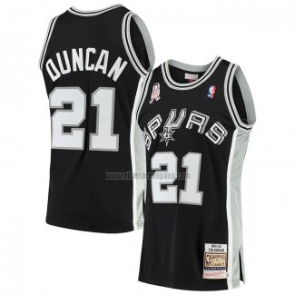 Camiseta San Antonio Spurs Tim Duncan NO 21 Mitchell & Ness 2001-02 Negro